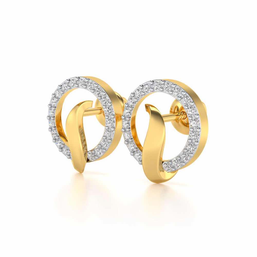 Halo Circle Silver Earrings - Yellow Gold - Image 3
