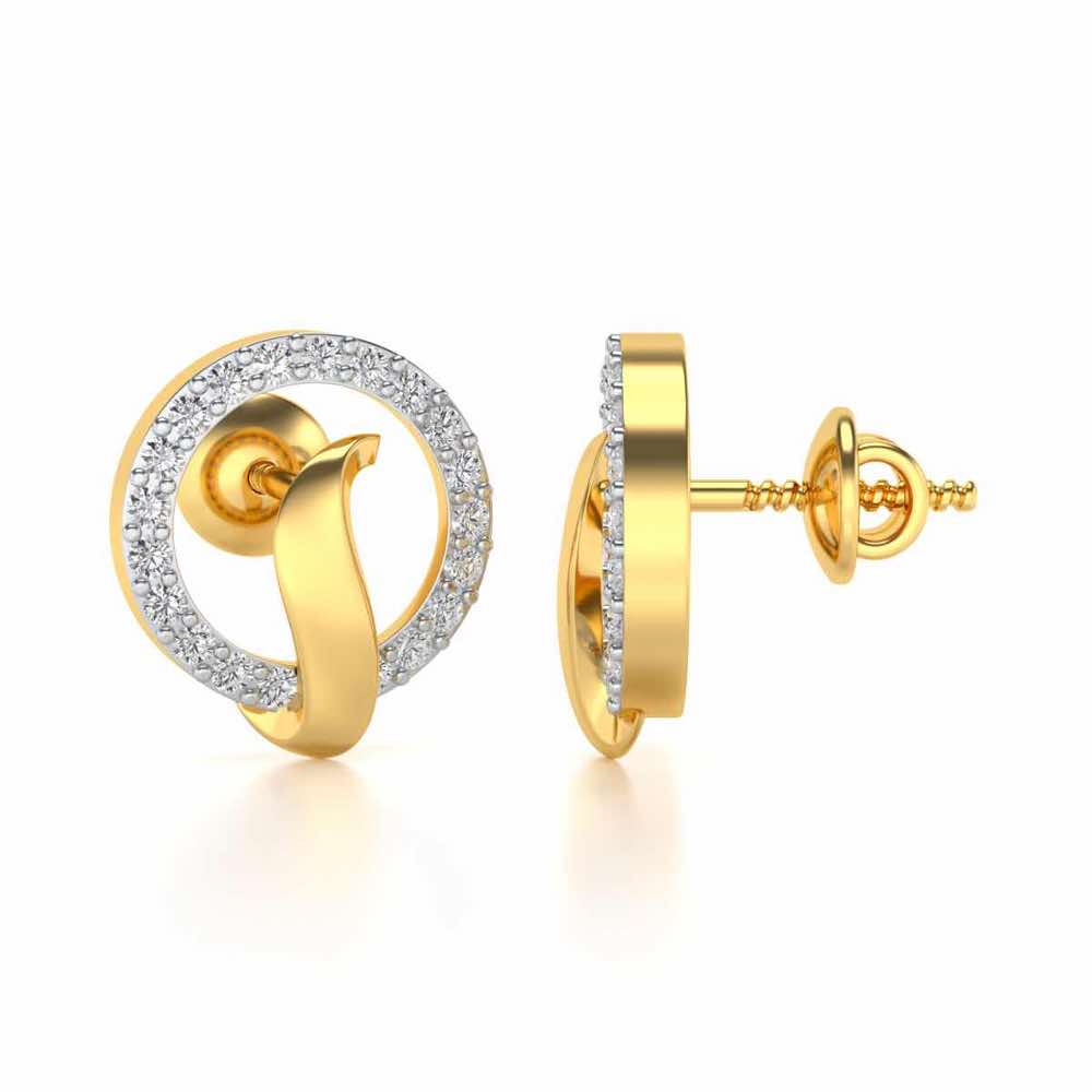 Halo Circle Silver Earrings - Yellow Gold - Image 4