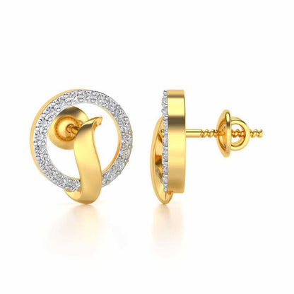 Halo Circle Silver Earrings - Yellow Gold - Image 4