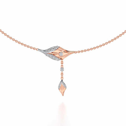 Hanging Leaf Silver Necklace - Rose Gold - Image 1
