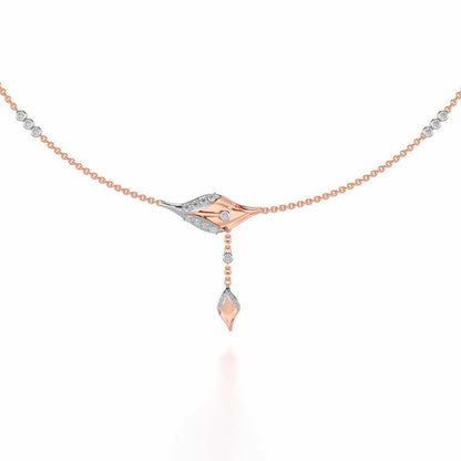 Hanging Leaf Silver Necklace - Rose Gold - Image 2