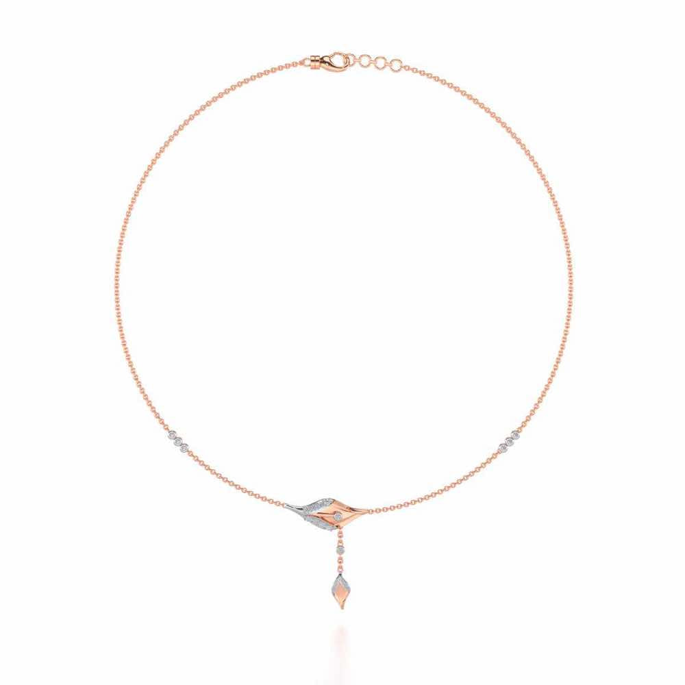 Hanging Leaf Silver Necklace - Rose Gold - Image 3