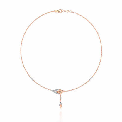Hanging Leaf Silver Necklace - Rose Gold - Image 3