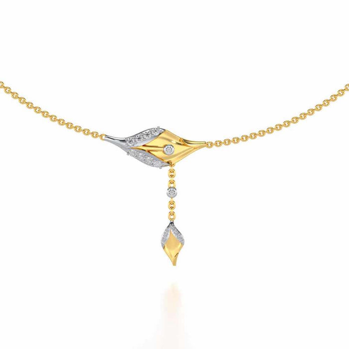 Hanging Leaf Silver Necklace - Yellow Gold - Image 1