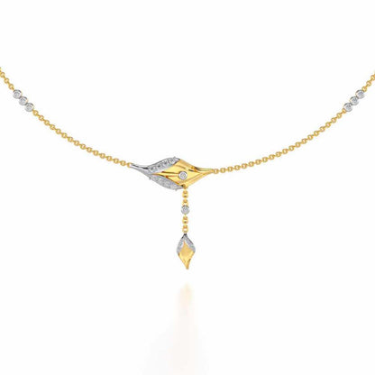 Hanging Leaf Silver Necklace - Yellow Gold - Image 2