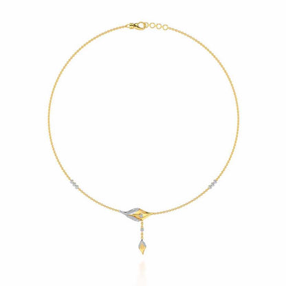 Hanging Leaf Silver Necklace - Yellow Gold - Image 3