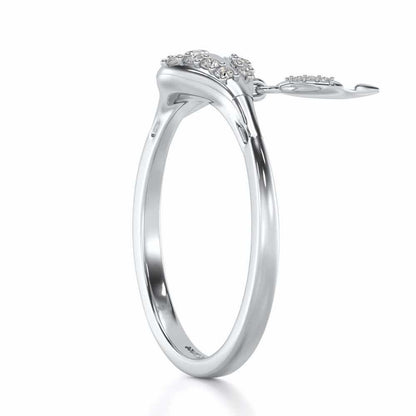 Hanging Leaf Silver Ring - White Gold - Image 4