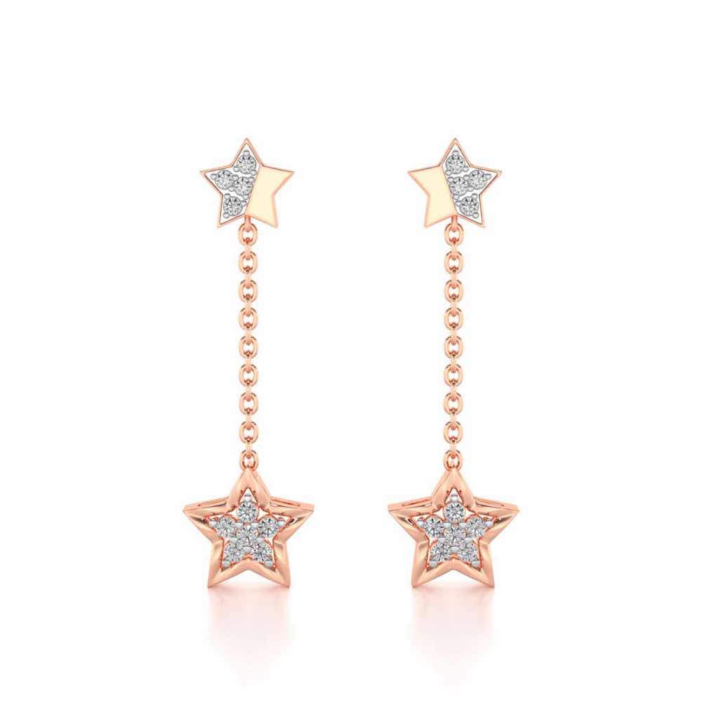 Hanging Star Silver Earrings - Rose Gold - Image 1