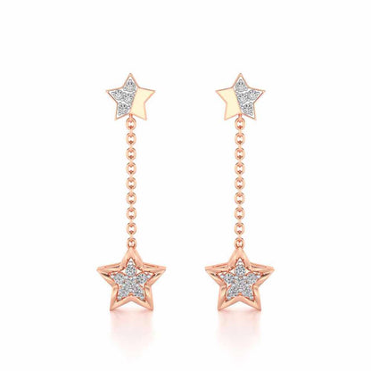 Hanging Star Silver Earrings - Rose Gold - Image 1