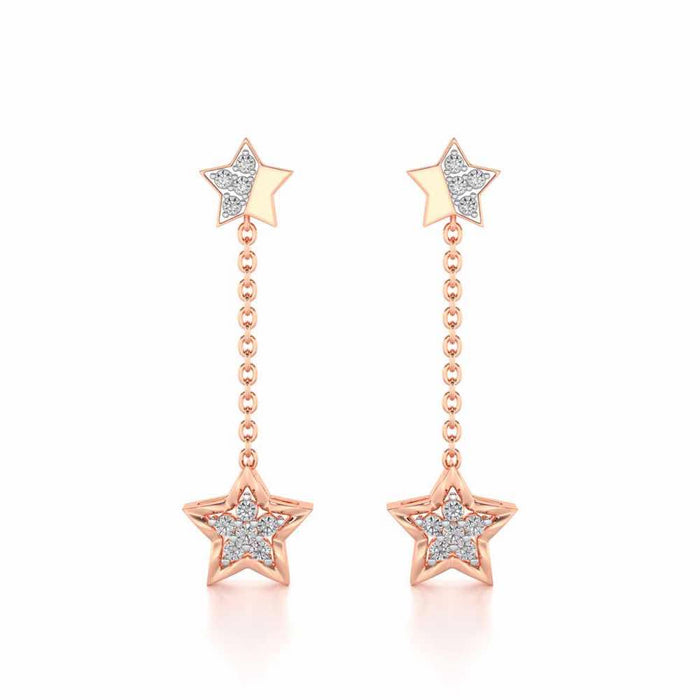 Hanging Star Silver Earrings - Rose Gold - Image 1