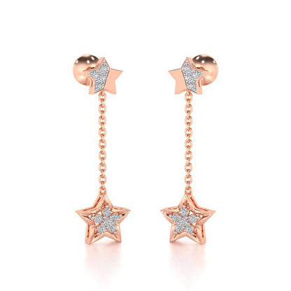 Hanging Star Silver Earrings - Rose Gold - Image 2
