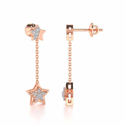 Hanging Star Silver Earrings - Rose Gold - Image 4