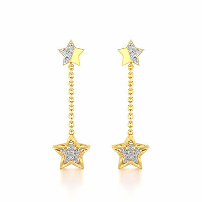 Hanging Star Silver Earrings - Yellow Gold - Image 1
