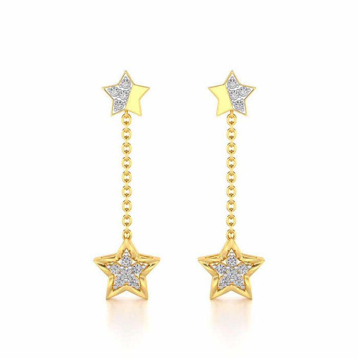 Hanging Star Silver Earrings - Yellow Gold - Image 1