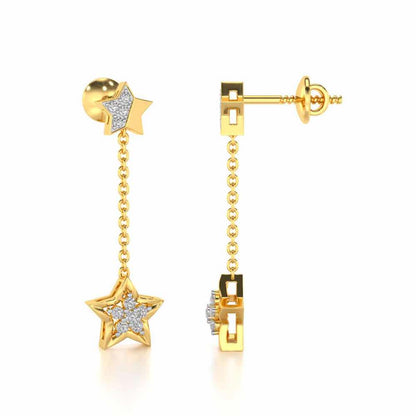 Hanging Star Silver Earrings - Yellow Gold - Image 4