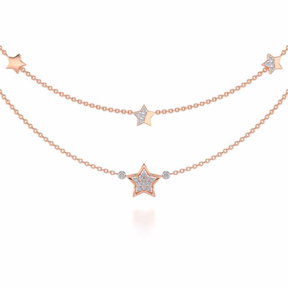 Hanging Star Silver Necklace - Rose Gold - Image 1