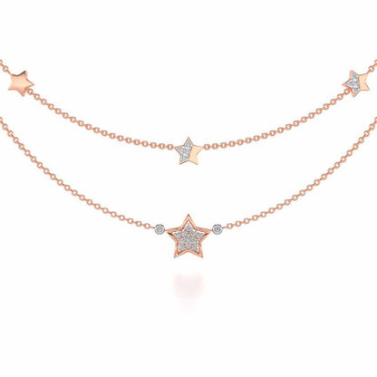 Hanging Star Silver Necklace - Rose Gold - Image 1
