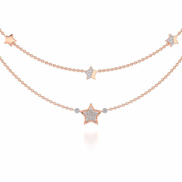 Hanging Star Silver Necklace - Rose Gold - Image 1