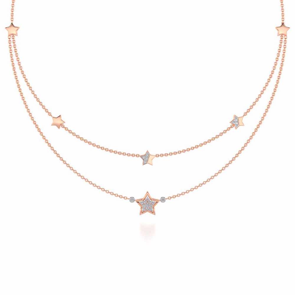Hanging Star Silver Necklace - Rose Gold - Image 2
