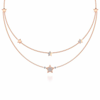 Hanging Star Silver Necklace - Rose Gold - Image 2