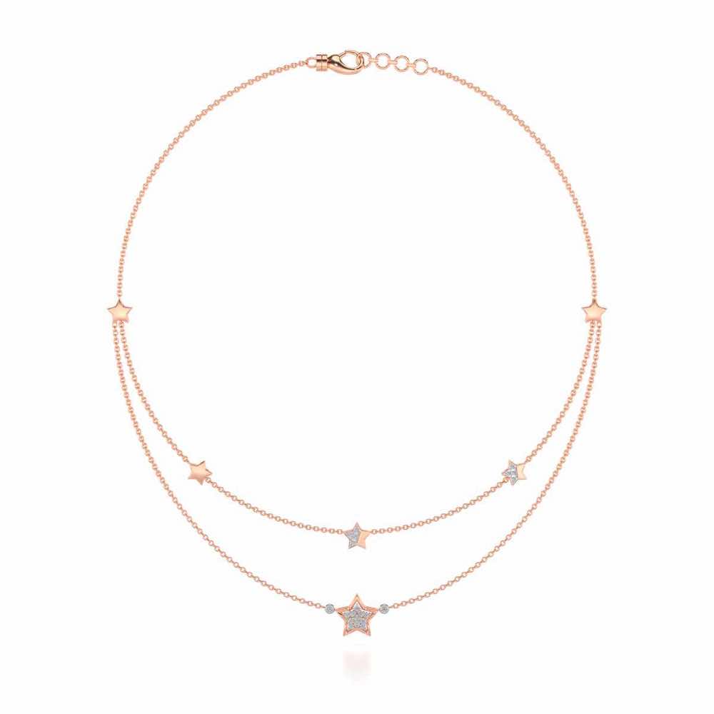 Hanging Star Silver Necklace - Rose Gold - Image 3