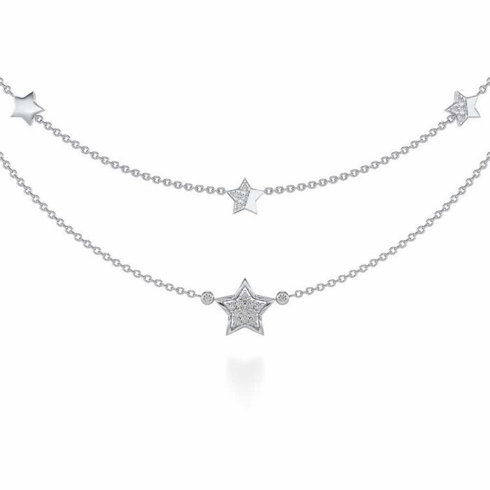 Hanging Star Silver Necklace - White Gold - Image 1