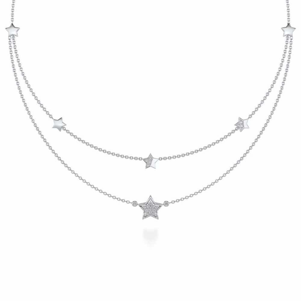Hanging Star Silver Necklace - White Gold - Image 2
