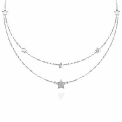 Hanging Star Silver Necklace - White Gold - Image 2