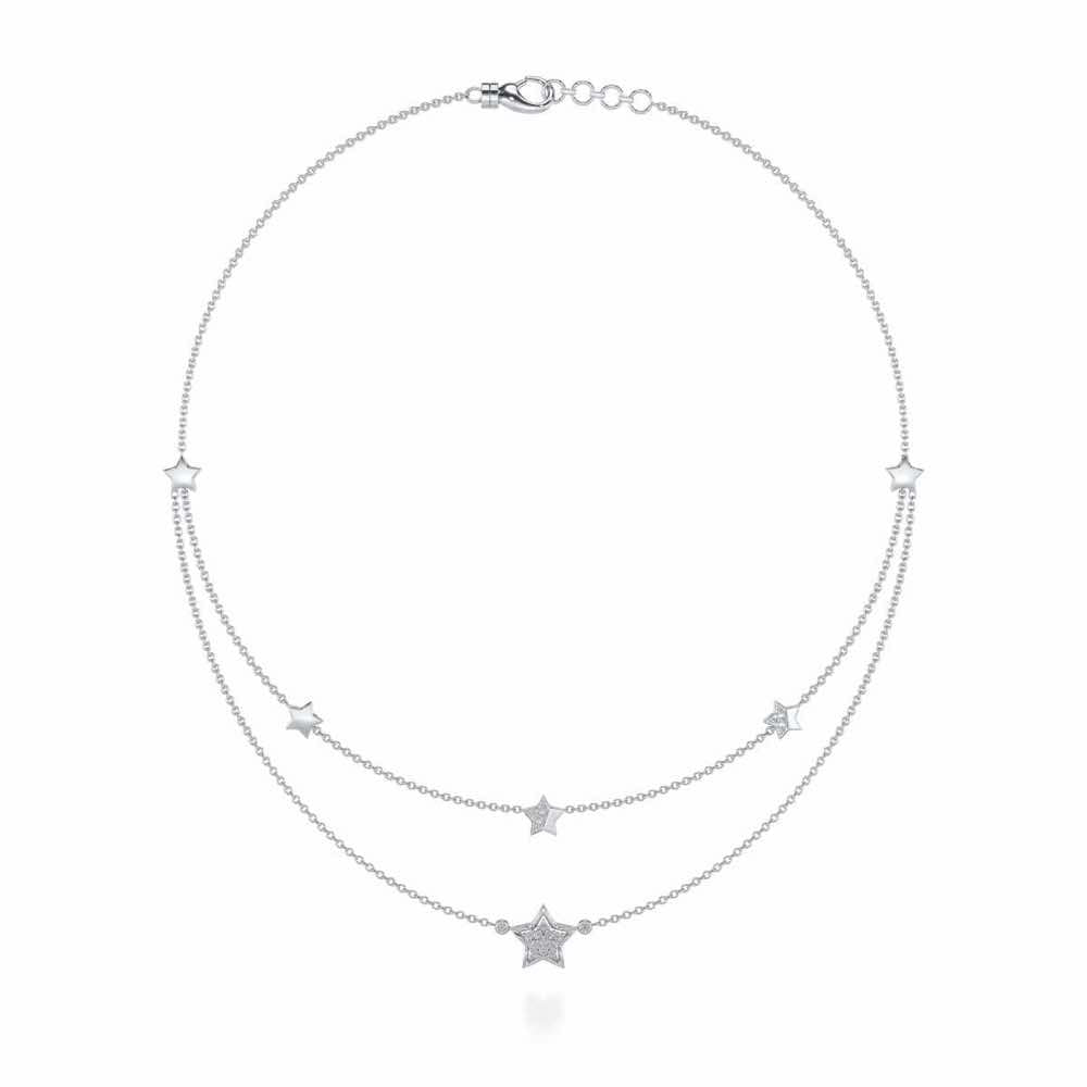 Hanging Star Silver Necklace - White Gold - Image 3