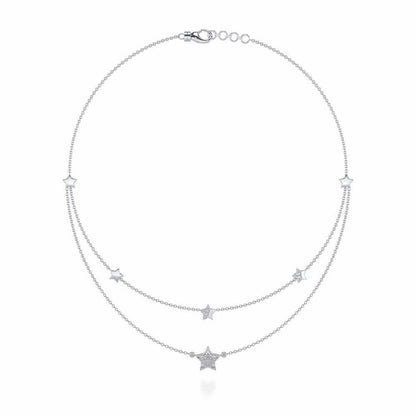 Hanging Star Silver Necklace - White Gold - Image 3