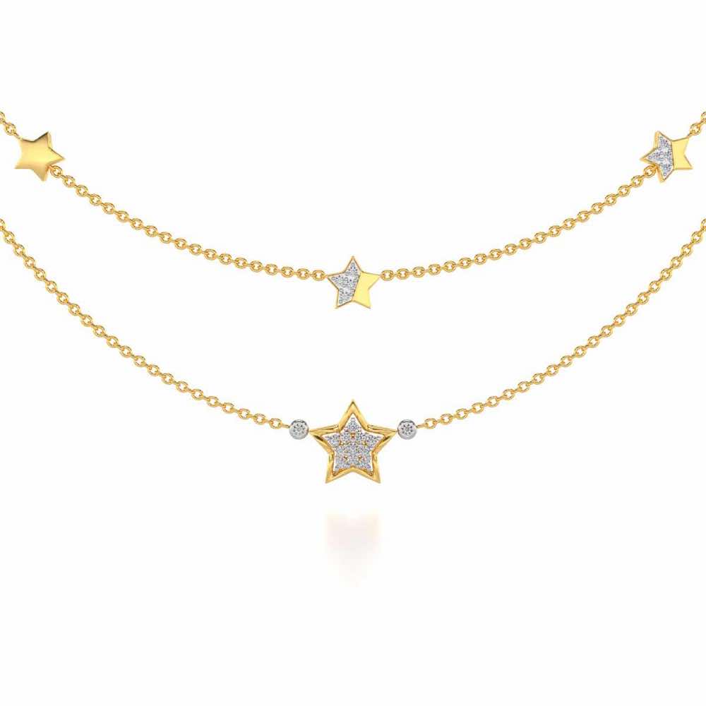 Hanging Star Silver Necklace - Yellow Gold - Image 1