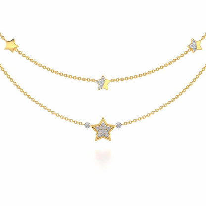 Hanging Star Silver Necklace - Yellow Gold - Image 1