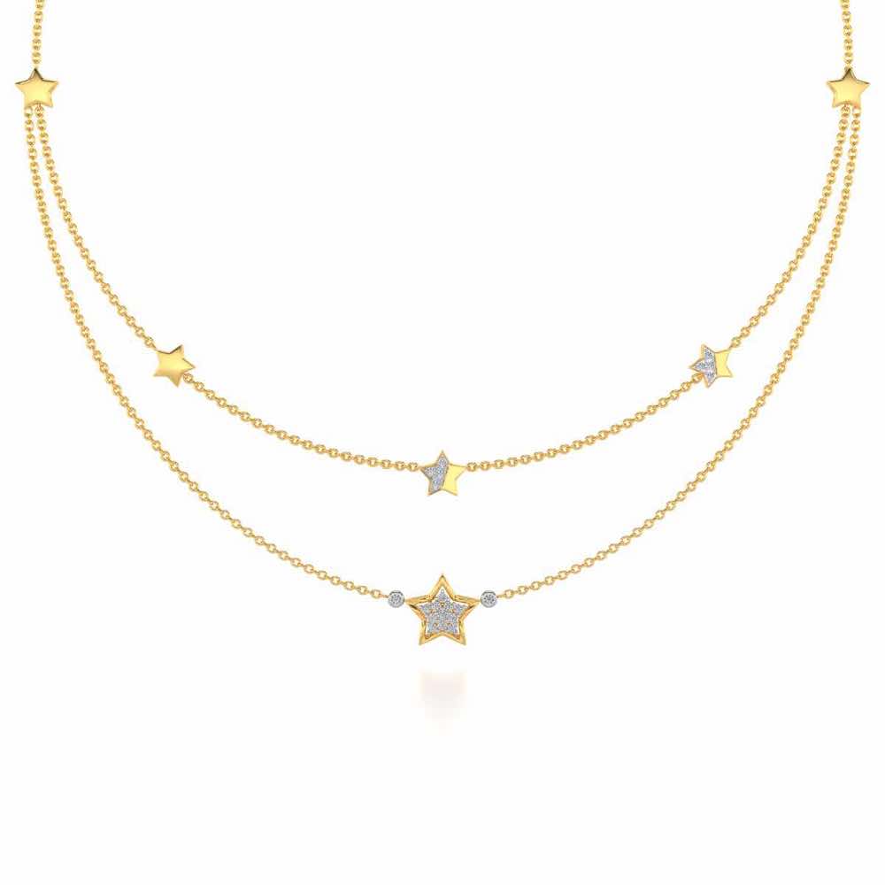 Hanging Star Silver Necklace - Yellow Gold - Image 2