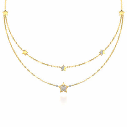 Hanging Star Silver Necklace - Yellow Gold - Image 2