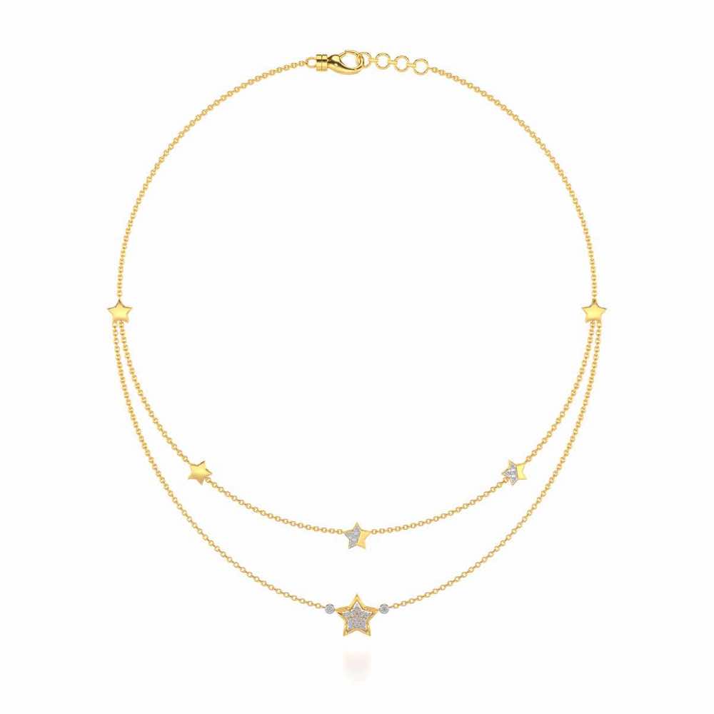 Hanging Star Silver Necklace - Yellow Gold - Image 3