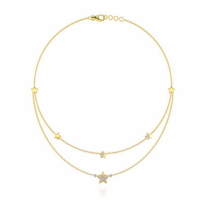 Hanging Star Silver Necklace - Yellow Gold - Image 3