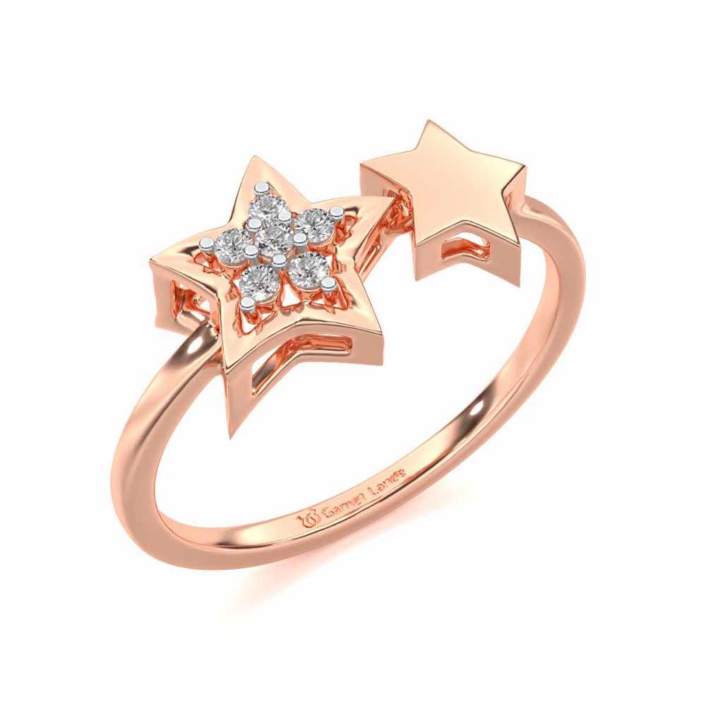 Hanging Star Silver Ring - Rose Gold - Image 1
