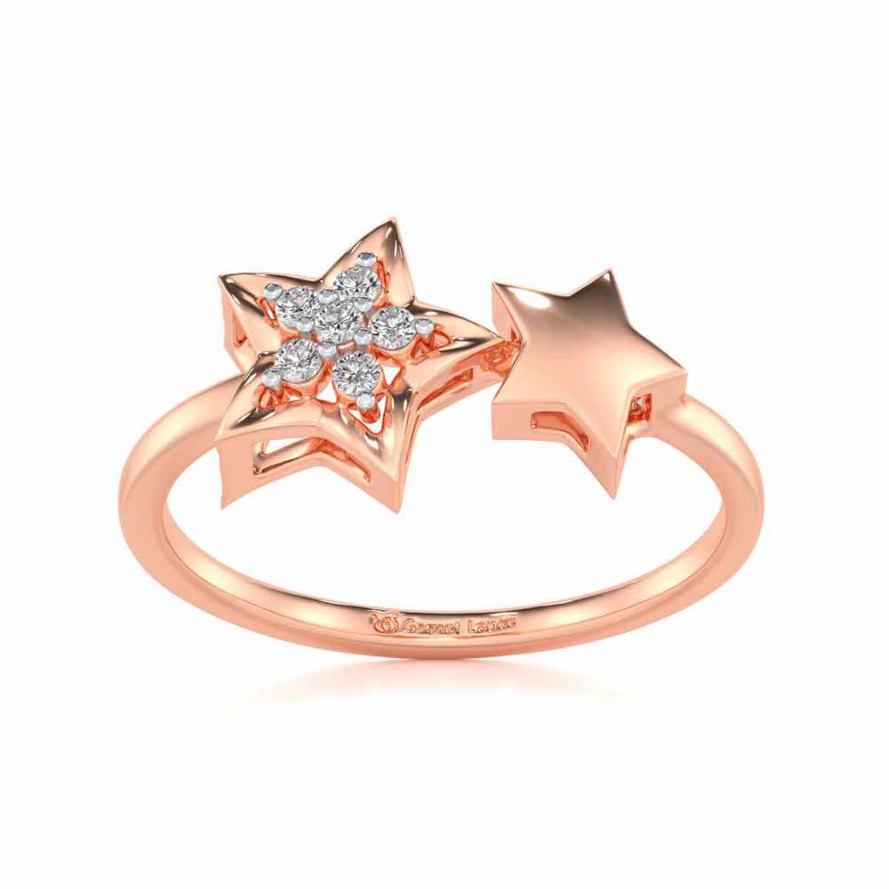 Hanging Star Silver Ring - Rose Gold - Image 2