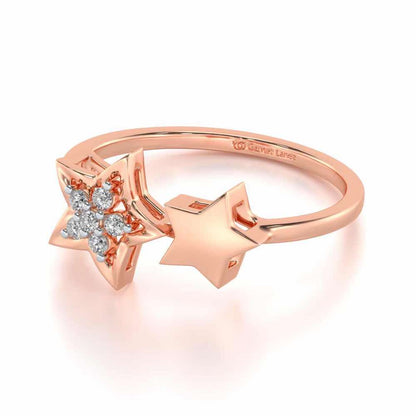Hanging Star Silver Ring - Rose Gold - Image 3