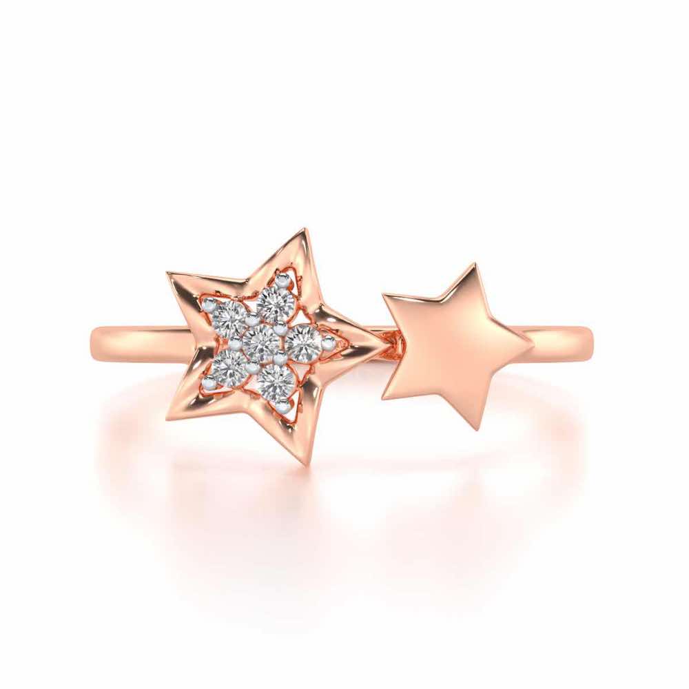 Hanging Star Silver Ring - Rose Gold - Image 5