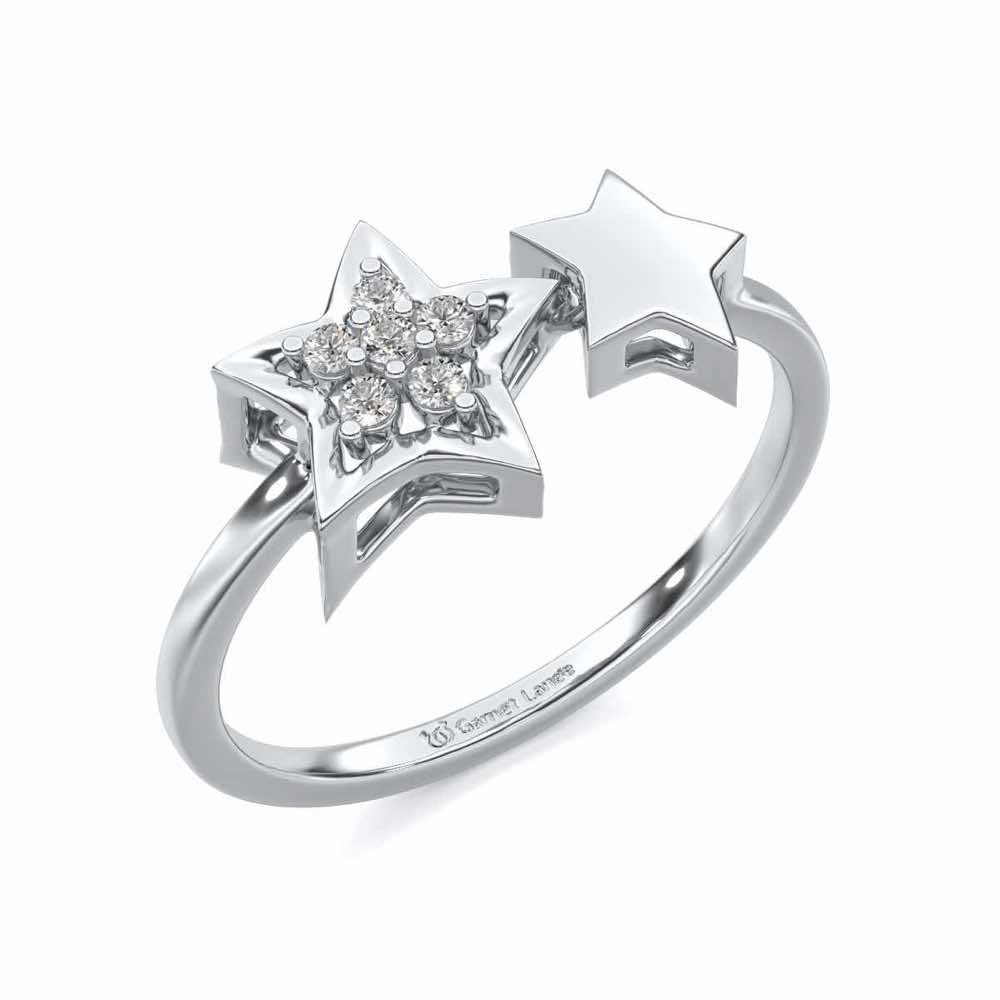 Hanging Star Silver Ring - White Gold - Image 1