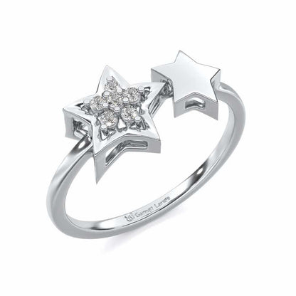 Hanging Star Silver Ring - White Gold - Image 1