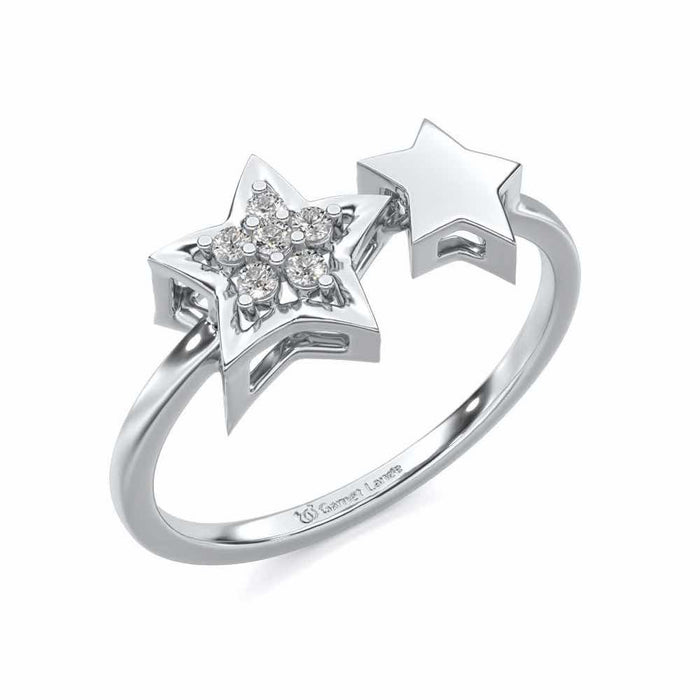 Hanging Star Silver Ring - White Gold - Image 1