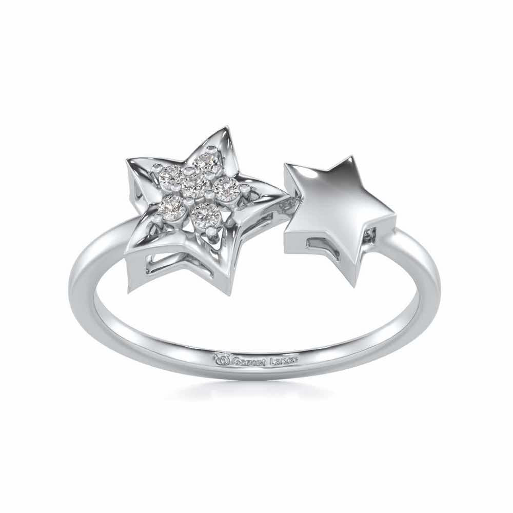 Hanging Star Silver Ring - White Gold - Image 2