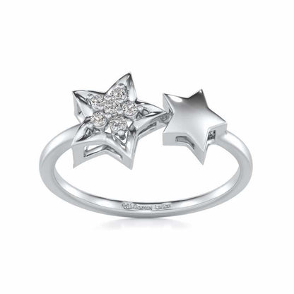 Hanging Star Silver Ring - White Gold - Image 2