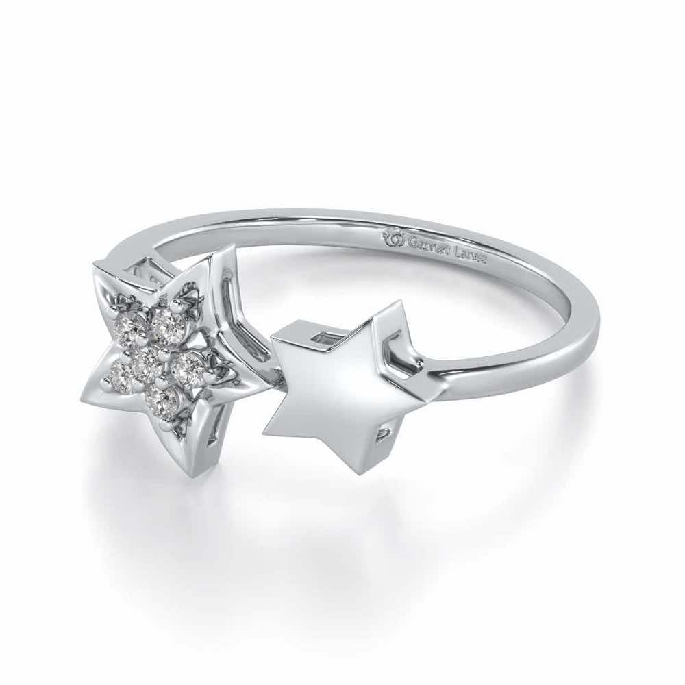 Hanging Star Silver Ring - White Gold - Image 3
