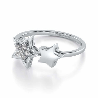 Hanging Star Silver Ring - White Gold - Image 3