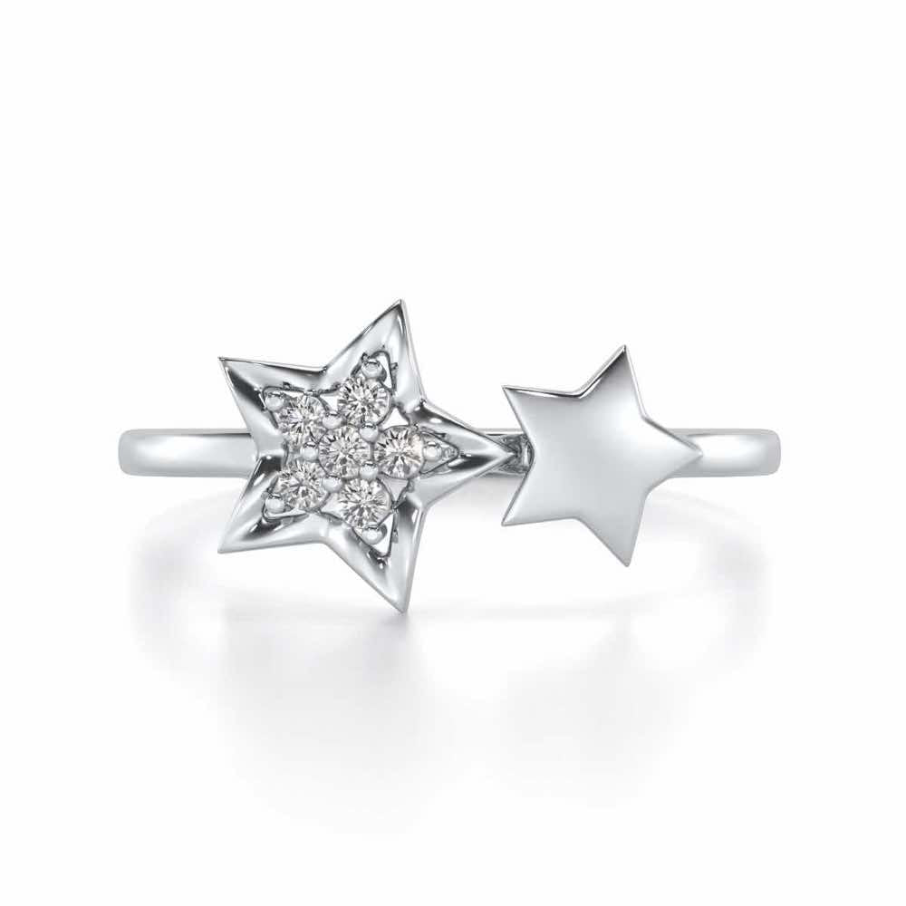 Hanging Star Silver Ring - White Gold - Image 5