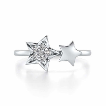 Hanging Star Silver Ring - White Gold - Image 5