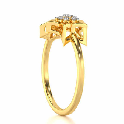 Hanging Star Silver Ring - Yellow Gold - Image 4
